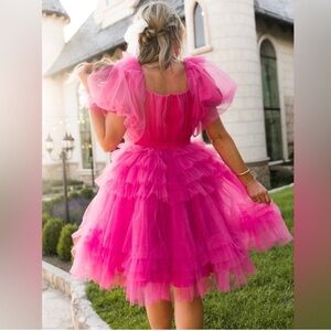 Ivy City Co Fuchsia Backless Tulle Dress